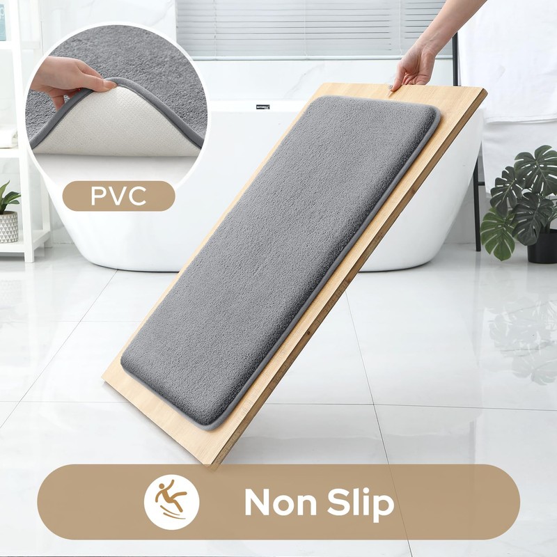HOMEIDEAS Upgraded Bathroom Rugs Set 3 Piece, Extra Thick Absorbent