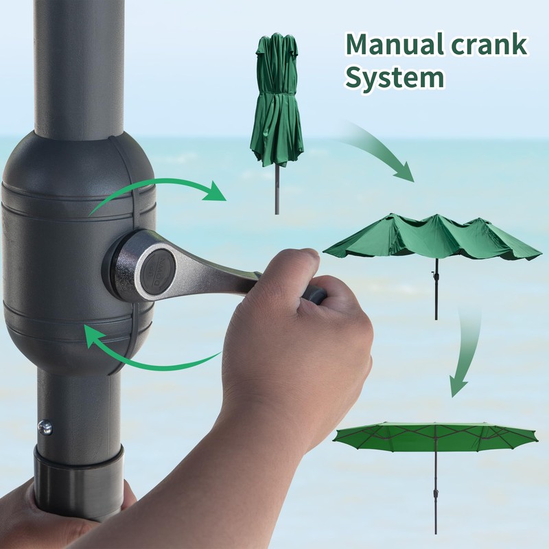 TECYFNTLN 15FT Outdoor Umbrella for Patio, Double Sided Pool Rectangle