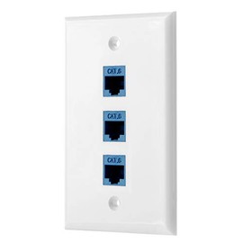 Ethernet Cat 6 Keystone Female to Female Wall Plate in White (3 Port)