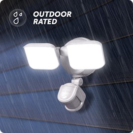 GLOBE Electric 180-Degree 15W Twin Head White 600 Lumens Battery Operated Outdoor Integrated LED Flood Light Security Light, Outside House Lights