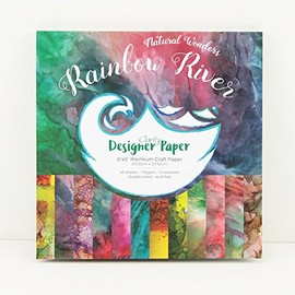 Rainbow River - Clarity Designer Paper 8" x 8": Decorative Craft Paper Pad, Designer Speciality Paper for Scrapbooking, Card Making, Printmaking, Stamping, 150 GSM
