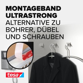 tesa tesa Powerbond ULTRA STRONG - Doppelseitiges, extra starkes Montageband zur permanenten Befestigung im Au?en- und Innenbereich - 5 m
