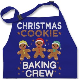 Shirtracer - Children's Apron Children Boys Girls - Christmas Cookie Baking Crew Gingerbread Man, 2 Royal Blue