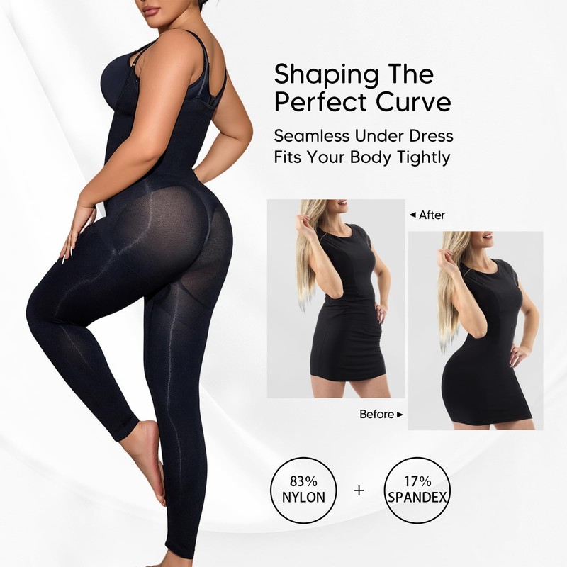 Suprenx Open Bust Bodysuit Shapewear for Women Tummy Control Thigh