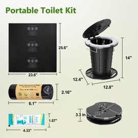 BLIKA BLIKA Upgraded Retractable Portable Toilet with Soft Cushioned Seat, 350LBS Foldable Camp Toilet for Adults & Kids, Compact Travel Toilet for Camping, Hiking, RV Travel, Road Trips