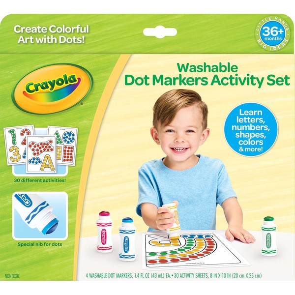 Crayola Washable Dot Markers Activity Set, Educational Gift for Kids, 3, 4, 5, 6