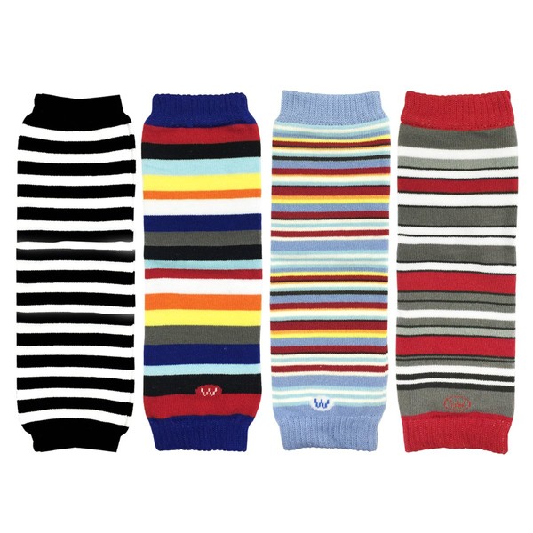 Wrapables Colorful Baby Leg Warmers (Set of 4), Black, Blue