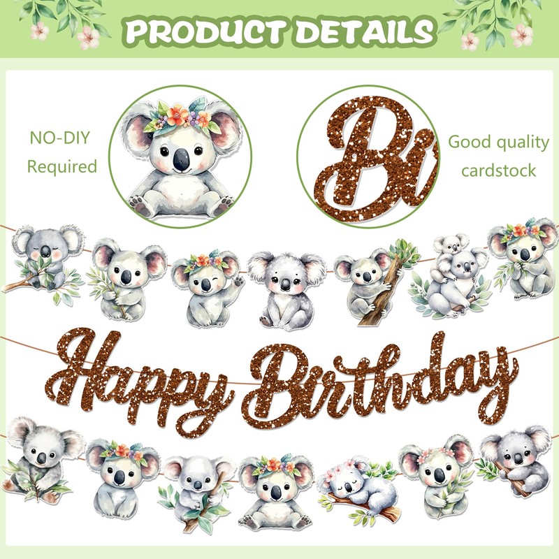 3 Piece Koala Themed Banner Set, Indoor/Outdoor Decorative Banners, Perfect