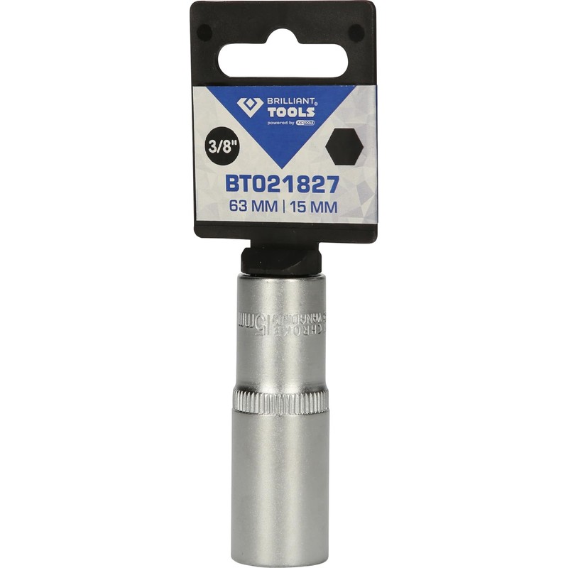 BRILLIANT TOOLS BT021827 3/8 Inch Hexagonal Socket, Long Design, 15