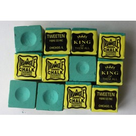 Triangle World famous snooker pool chalk ,12 cubes , in handy iqleisure gift storage tin
