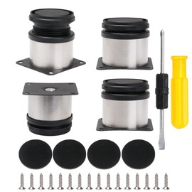 4Pcs Adjustable Stainless Steel Furniture Legs 50 x 50mm with Foot Pads Dual-Purpose Screwdriver 16 Cross Screws Total Load-Bearing Weight 100KG/220LB