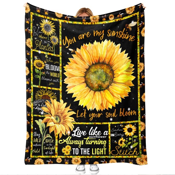LuxeCove Sunflower Flannel Blanket 50"x60" – Inspirational “You are My