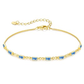 CDE Mother's Day Gifts 925 Sterling Silver Birthstone Bracelets for Women Dainty Simple Infinity Symbol Link Charm Bracelet Birthday Anniversary Christmas Day Gifts for Girls Wife Mom Her