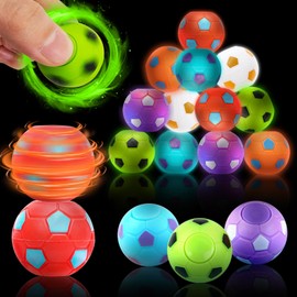 Pack of 12 Football Finger Spinner Light Toys, Football Party Bags, Fidget Toys, Party Bags Children's Birthday, Give Away Children's Small Items Pinata Filling Game Prizes Gifts 5/6/7/8/9/10 Years