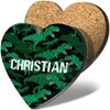 1 x Heart Coaster - Name Christian TRex Dinosaur Tyrannosaurus
