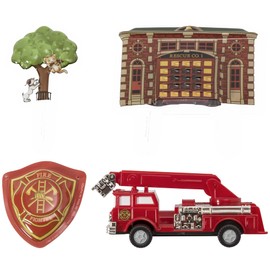 Fire Truck and Station DecoSet Cake Decoration
