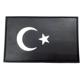 Turkey Turkish Turkey Flag Glow in the Dark PVC Airsoft Paintball Velcro Patch Cosplay Patch (Black)