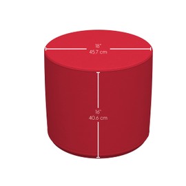FDP SoftScape 18" Round Ottoman, Collaborative Soft Foam Flexible Seating, Kids' Furniture for Elementary Classrooms, Learning Centers or Home; Youth 16" H, (2-Piece Set) - Blue/Red