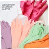STOBAZA 4 Pairs Reusable Latex Cleaning Gloves Pink Orange and