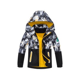 MGEOY Boys Girls Rain Jackets Lightweight Waterproof Hooded Raincoats Windbreakers for Kids 4-14Y