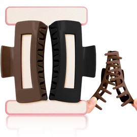 JIRIS Soft Silicone Flexible 2PCS 4.13in Hair Claw Rectangle Bendable Strong Hold Cozy Hair Claw Clips for Thin Thick Hair(Black+Brown)