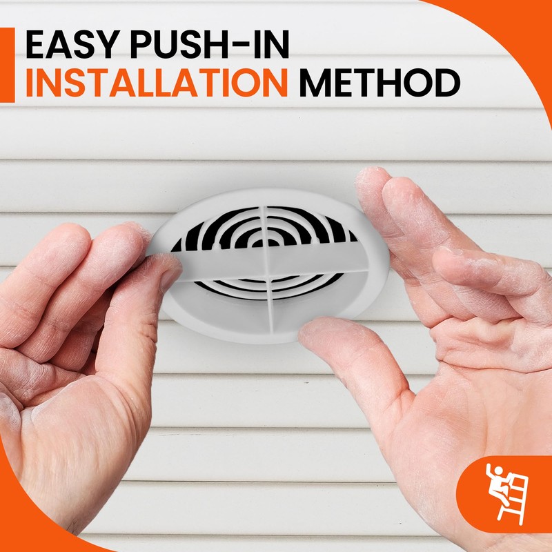 10 x White Plastic 70mm Round Soffit Air Vents/Upvc Push