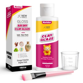 Nariolar Air Dry Clay Glaze - 4fl oz/120ml Clay Varnish Gloss with Measuring Cup & Brush, Scratch Resistant, Waterproof, Prevents Cracking, High-Gloss Finish for Pottery & Craft Projects
