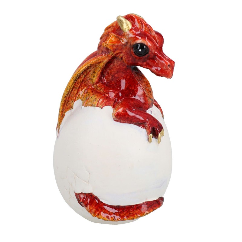 AB Tools Red Baby Dragon Egg Hatching Resin Fantasy Sculpture