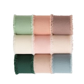 Vxcbad 9 Rolls 4 x 5m Satin Ribbon Chiffon Ribbon Wide Ribbon Wedding Gift Bow