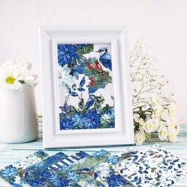 GLKTOPO 12 Inches Christmas Poinsettia Scrapbook Paper, Xmas 24 Sheets Double-Sided Blue and Red Watercolor Flowers Pattern Paper for DIY Card Making Scrapbook Supplies Craft Decor Journals (A-style)