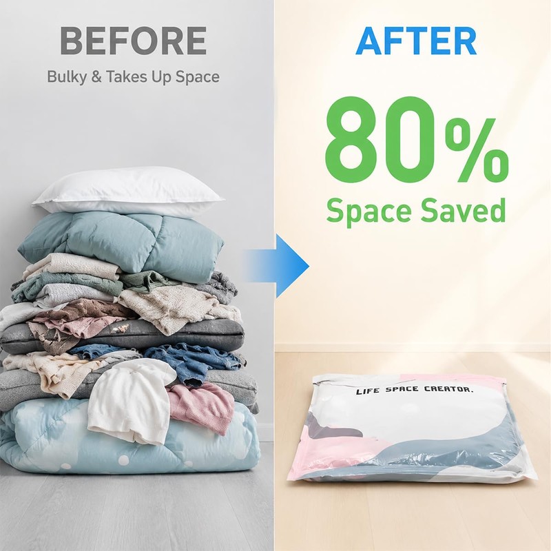 2-Pack (L) Better Life Space Bags – No-Pump Vacuum Storage
