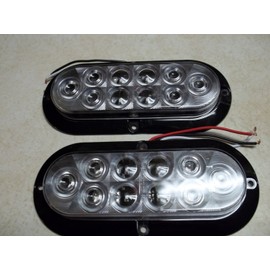 1 pair Trailer Clear / RED LED Stop Turn Tail Light 6" Oval Surface Mount Optronics
