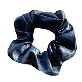 [One Limitation] Scrunchie Hair Rubber PU Leather Synthetic Leather Stylish Cute Hair Accessor Women's SA003 (Blue)