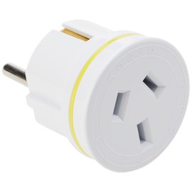 Korjo EU Travel Adaptor, for AU/NZ Appliances, use in Europe (Except UK), Bali and Parts of The Asia, Middle East, & Sth America. Excluding: UK, Italy, Switzerland, Chile, Brazil.