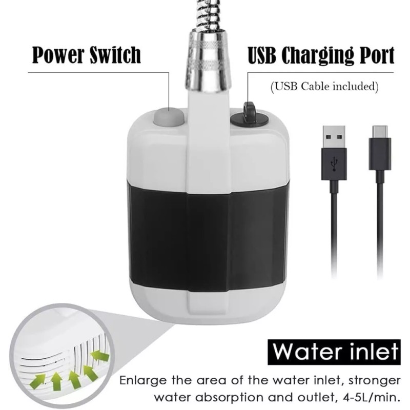 ZWX Regadera De Mano Ducha Portatil Recagable Con Bomba Camping