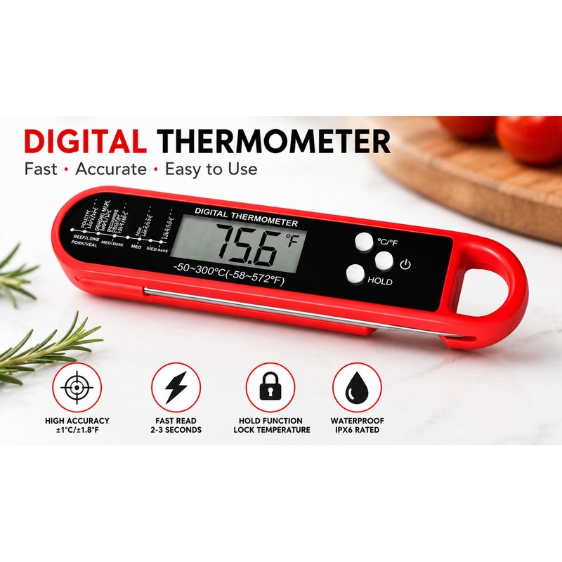 Professional Digital Meat Thermometer Instant Read – Waterproof Food Thermometer