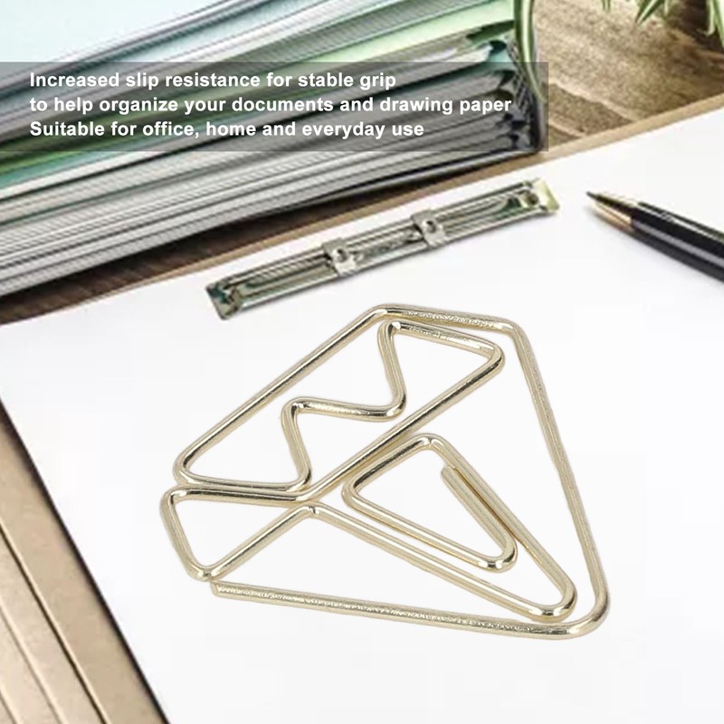 100pcs Metallic Paper Clips Golden Electroplating Process Anti Rust Paper