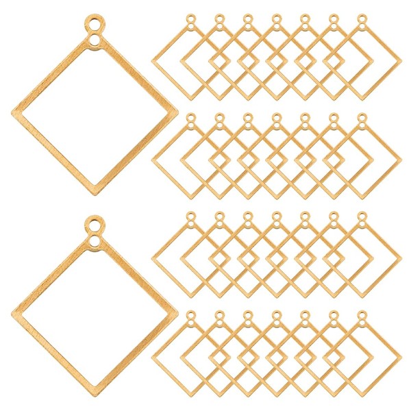 Hobbspring 30Pcs Rhombus Earring Beading Hoop Rings Brass Linking Rings