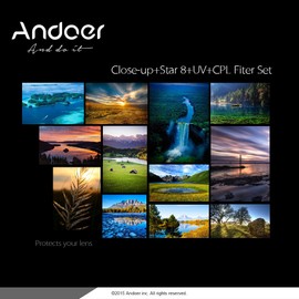 Andoer 52mm CPL+Close-Up+4 +Star 8-Point Filter Circular Filter Kit Circular Polarizer Filter Macro Close-Up Star 8-Point Filter with Bag for Nikon Pentax Sony DSLR Camera