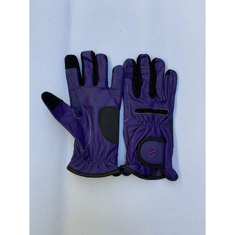 eGlove EQUEST GRIP PRO Leather Touchscreen Horse Riding Gloves (Purple,