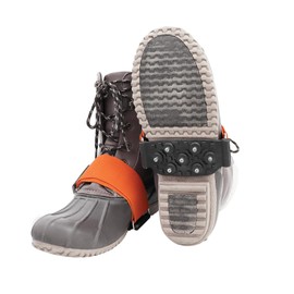 Ice Gripster Treads Nonslip Traction Cleats for Snow and Ice, Anti-Slip Overshoe Mid-Sole Crampons with Adjustable Straps, 7 Tungsten Studs for Secure Grip, Orange and Black