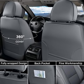 Coverado Front Seat Covers for Ford F150, Leather Auto Seat Cover Fit 2015-2026 F150, 2017-2026 F250 F350 F450 (Gray)