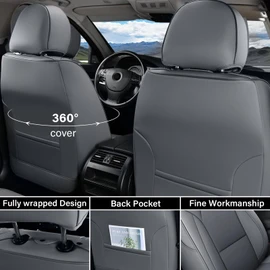 Coverado Front Seat Covers for Ford F150, Leather Auto Seat Cover Fit 2015-2026 F150, 2017-2026 F250 F350 F450 (Gray)