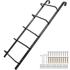 Zwinz 5-Rung Window Well Ladder Hooked, Heavy Duty Steel Fire Escape Ladder, Powder-Coated Wall Mounted Ladders 56.2" Lx17.9 W, Black