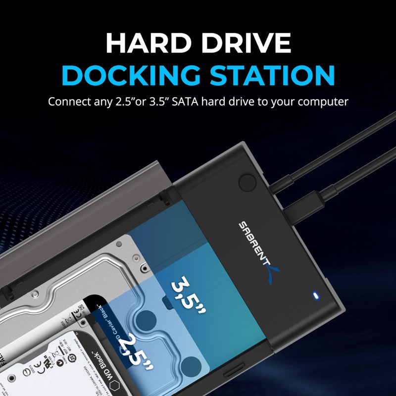 SABRENT USB 3.0 to SATA External Hard Drive Lay-Flat Docking