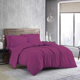 MistyMorning Plain Duvet Cover sets, Soft & Premium quality Bedding & Linen, Egyptian Cotton with 200 Thread Count. (Purple, Single)