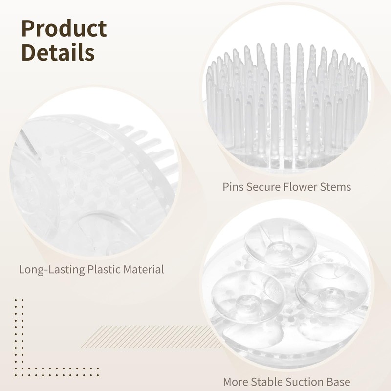 OMISTAR 16 Pcs Plastic Flower Frogs, 1.9 in Clear Round