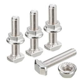sourcing map M5x25mm T Slot Drop-in Bolt and M5 Hexagon Flange Nut Set, 30 Sets Hammer Head T-Bolt T Shape Stud Sliding Screw for 20 Series Aluminum Profile