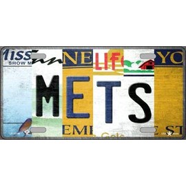 Mets Strip Art Novelty Metal License Plate Tag Tag LP-13199