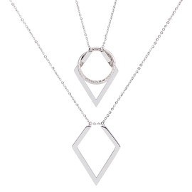 Hobbspring Ring Holder Necklaces Diamond Pendant Ring Holder Necklace Made of Wedding Rings Necklace Extension Chain for Wife Fiancée Nurse Gift, Stainless Steel